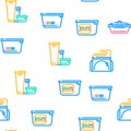 Lunchbox Dishware Vector Seamless Pattern