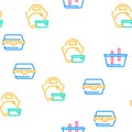 Lunchbox Dishware Vector Seamless Pattern