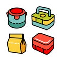 Lunchbox outline icon set 2