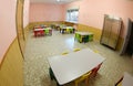 Lunchroom with small chairs and tables for a school for the chil