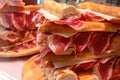 Sandwiches of dry cured Spanish ham Royalty Free Stock Photo