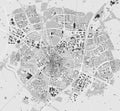 Lund map, Sweden. Grayscale city map, vector streetmap Royalty Free Stock Photo