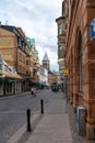 Lund, Sweden - August 2, 2020: The usually busy street is quite empty during Covid-19 quarantine