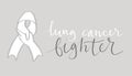 Lung cancer awareness month Novermber handwritten lettering. White handshake support ribbon. Web banner vector