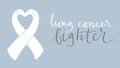 Lung cancer awareness month Novermber handwritten lettering. White support ribbon. Web banner vector