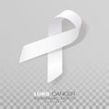 Lung Cancer Awareness Month. White Color Ribbon Isolated On Transparent Background. Vector Design Template For Poster Royalty Free Stock Photo