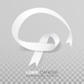 Lung Cancer Awareness Month. White Color Ribbon Isolated On Transparent Background. Vector Design Template For Poster. Royalty Free Stock Photo