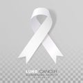 Lung Cancer Awareness Month. White Color Ribbon Isolated On Transparent Background. Vector Design Template For Poster. Royalty Free Stock Photo