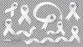 Lung Cancer Awareness Month. White Color Ribbon  On Transparent Background. Vector Design Template For Poster. Royalty Free Stock Photo