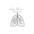 Lung cancer icon in outline style