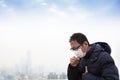 Lung cancer patients with smog city Royalty Free Stock Photo