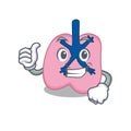 Lung cartoon character design showing OK finger