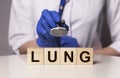 Lung check concept. Docotr with stethoscope examining pulmonary Royalty Free Stock Photo