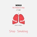 Lung cute cartoon character and Stop Smoking & Save Lungs vector