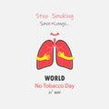 Lung cute cartoon character and Stop Smoking & Save Lungs vector