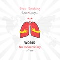 Lung cute cartoon character and Stop Smoking & Save Lungs vector