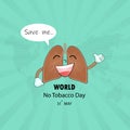 Lung cute cartoon character and Stop Smoking vector logo design