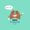 Lung cute cartoon character and Stop Smoking vector logo design Royalty Free Stock Photo