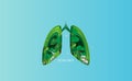 Lung ecology concept idea. Environment health medical human background.Creative design paper cut and craft style with forest and