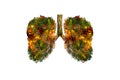 Lung green tree-shaped images,  medical concepts, autopsy, 3D display and animals as an element Royalty Free Stock Photo