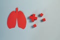 Lung health therapy medical concept . Lungs operation puzzle concept of respiratory disease, pneumonia, tuberculosis