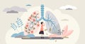 Lung health vector illustration. Covid-19 artistic flat tiny persons concept.