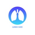 Lung human icon, respiratory system healthy lungs anatomy flat medical organ icon