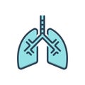 Color illustration icon for Lung, breath and human