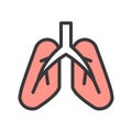 Lung icon, organ related set vector illustration