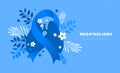 Lung Leavin Day (mesothelioma awareness). Lungs, ribbon and flowers vector illustration