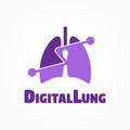 Lung logo design, technology healthcare and medical icon -vector