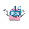 Lung mascot design swims with diving glasses