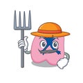 Lung mascot design working as a Farmer wearing a hat