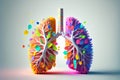 lung painting ideas On bright background. advanced 3D rendering. Generative AI