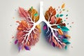 lung painting ideas On bright background.of an upside down Tree full of vitality shaped as lungs. advanced 3D rendering.