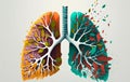 lung painting ideas On bright background.of an upside down Tree full of vitality shaped as lungs. advanced 3D rendering.