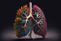 lung painting ideas On dark background. advanced 3D rendering. Generative AI