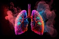 lung painting ideas On the original background filled with black smoke.With advanced 3D rendering. Generative AI