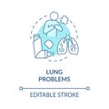 Lung problems blue concept icon Royalty Free Stock Photo