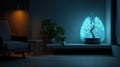 Lung Scan Visualization With Neon Contours in a Dark, Minimalistic Medical Environment Royalty Free Stock Photo