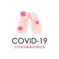 Lung and virus cell concept design. Covid-19 warning banner.