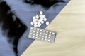 Lung X-ray blister with pills on the table with copyspace Royalty Free Stock Photo