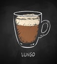 Lungo coffee cup on chalkboard background
