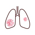 Lungs afflicted with pain, disease illustration