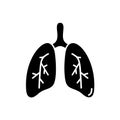 Lungs black icon isolated on white background. Logo vector illustration for medical banner, poster and web design