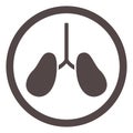 Lungs black icon. Respiratory system round symbol