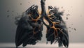 Lungs with black smoke on white background. Generative AI Royalty Free Stock Photo