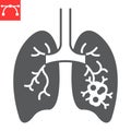 Lungs cancer glyph icon