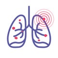 Lungs cancer pain illness or lung pneumonia and bronchitis tuberculosis pulmonary disease vector line outline art icon