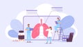 Lungs disease treatment concept with doctors check diagnosis. Asthma, tuberculosis, respiratory pneumonia or coronavirus